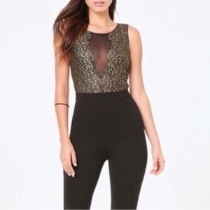 Bebe Gold Black Sexy Jumpsuit